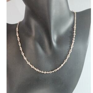 Boutique Delicate Minimalist Gold-Tone Link Necklace w/ Clear Crystal Accents